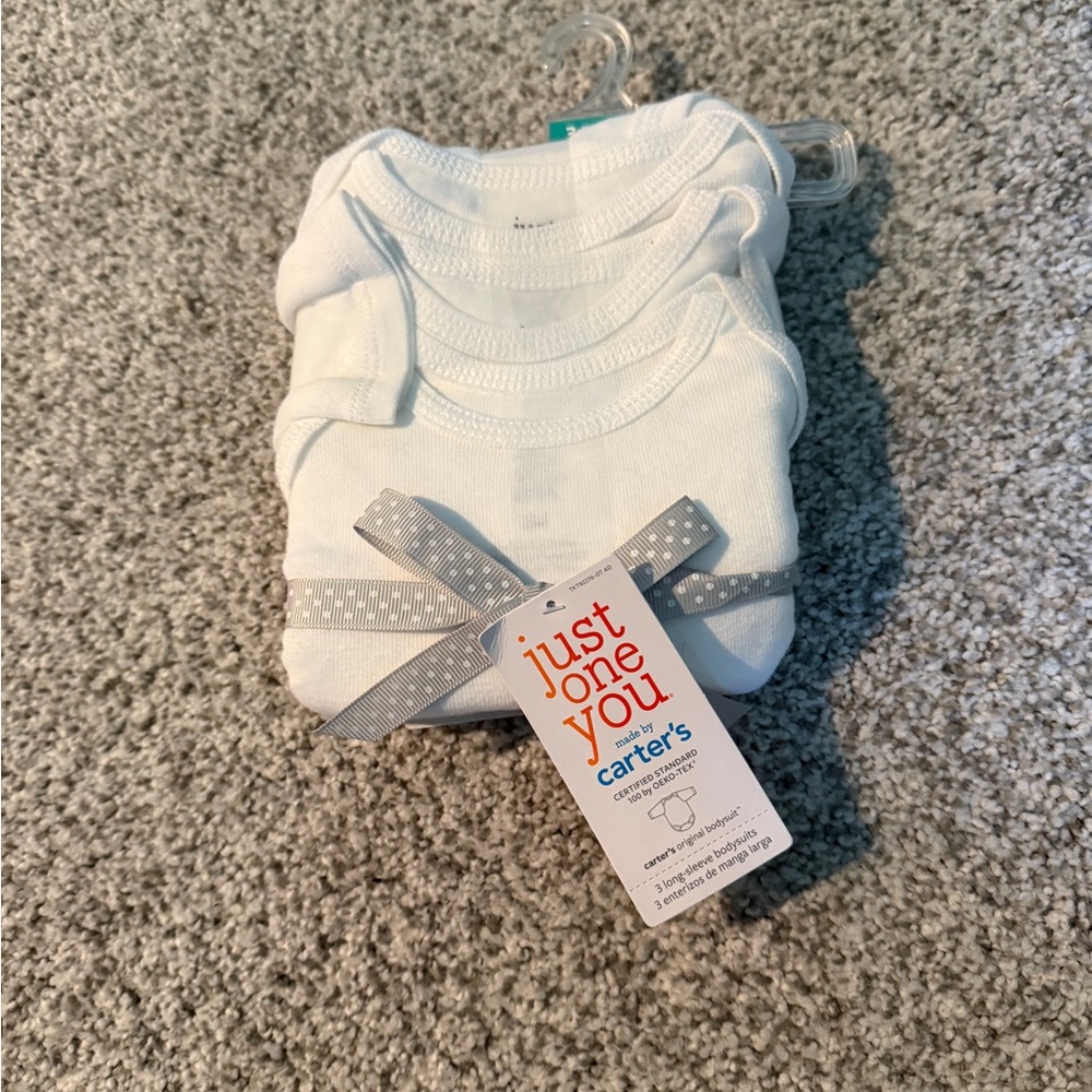 Carter's Soft White Baby Long Sleeve Bodysuits